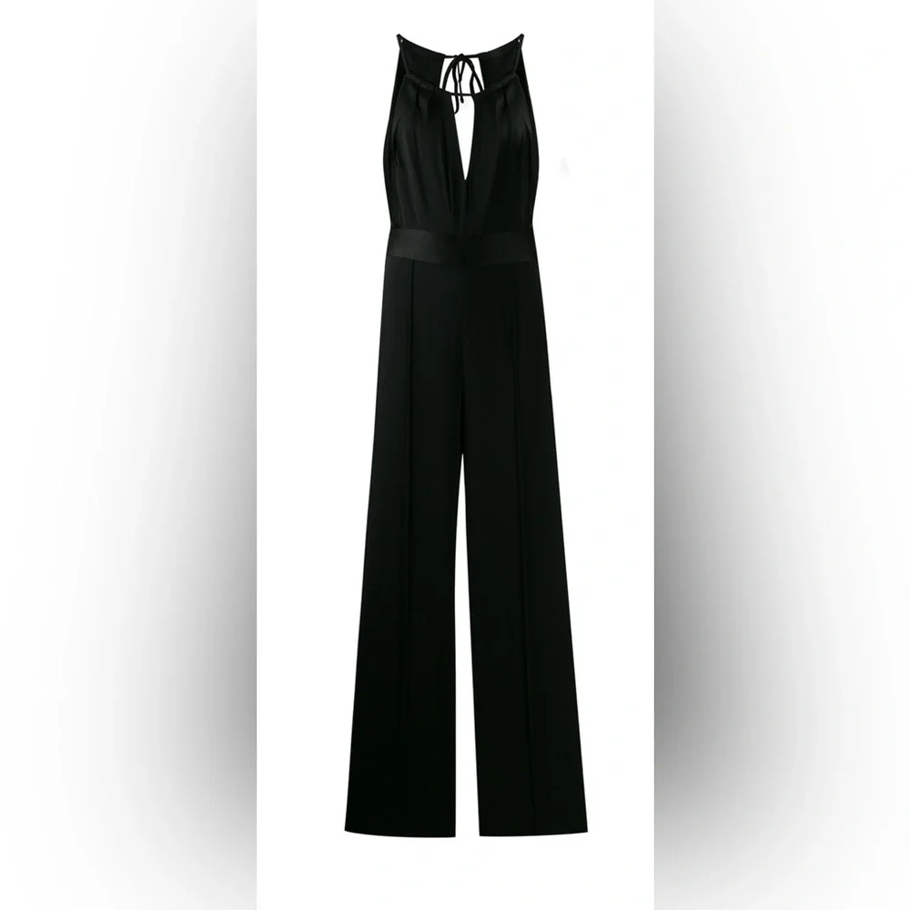 NWT- Black Diane Von Furstenberg Ireland wide-leg jumpsuit in black- size 4 - Picture 6 of 14